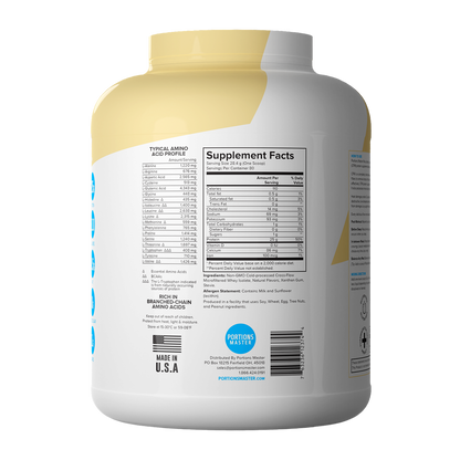 Portions Master Non-GMO Cross-Flow Microfiltration Whey Protein Isolate, Sweetened with Stevia | Vanilla Ice Cream
