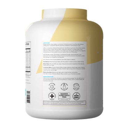 Portions Master Non-GMO Cross-Flow Microfiltration Whey Protein Isolate, Sweetened with Stevia | Vanilla Ice Cream