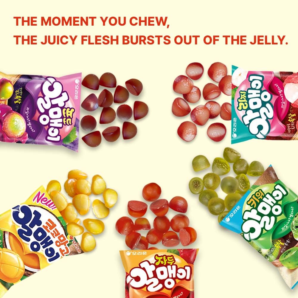 Korean Fruit Jelly Candy - 5 Flavor Mix - Chewy Gummy Snacks