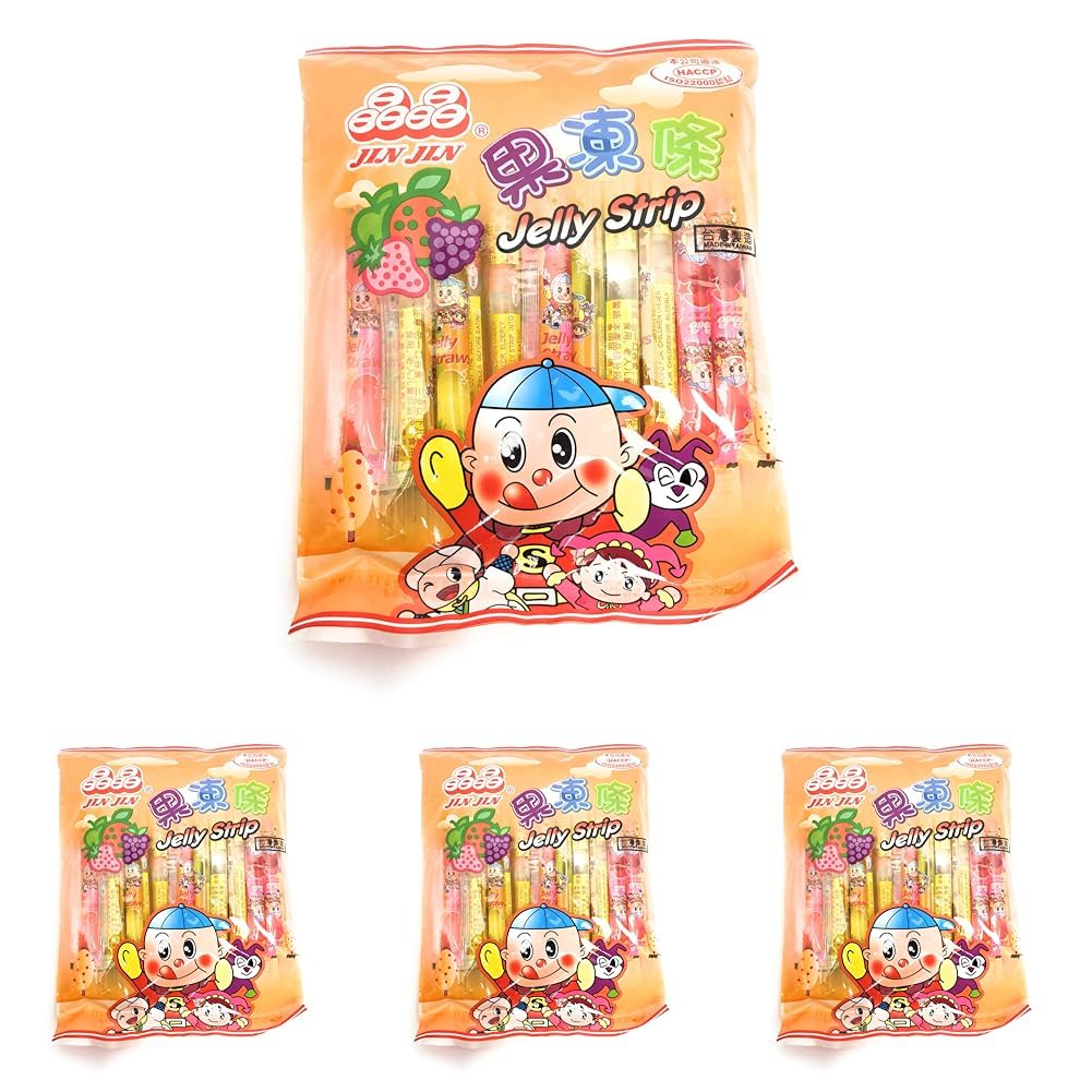 Jin Jin - Jelly Strip (Jelly Filled Straws in Assorted Flavors) - Net Wt. 14.1 Oz.