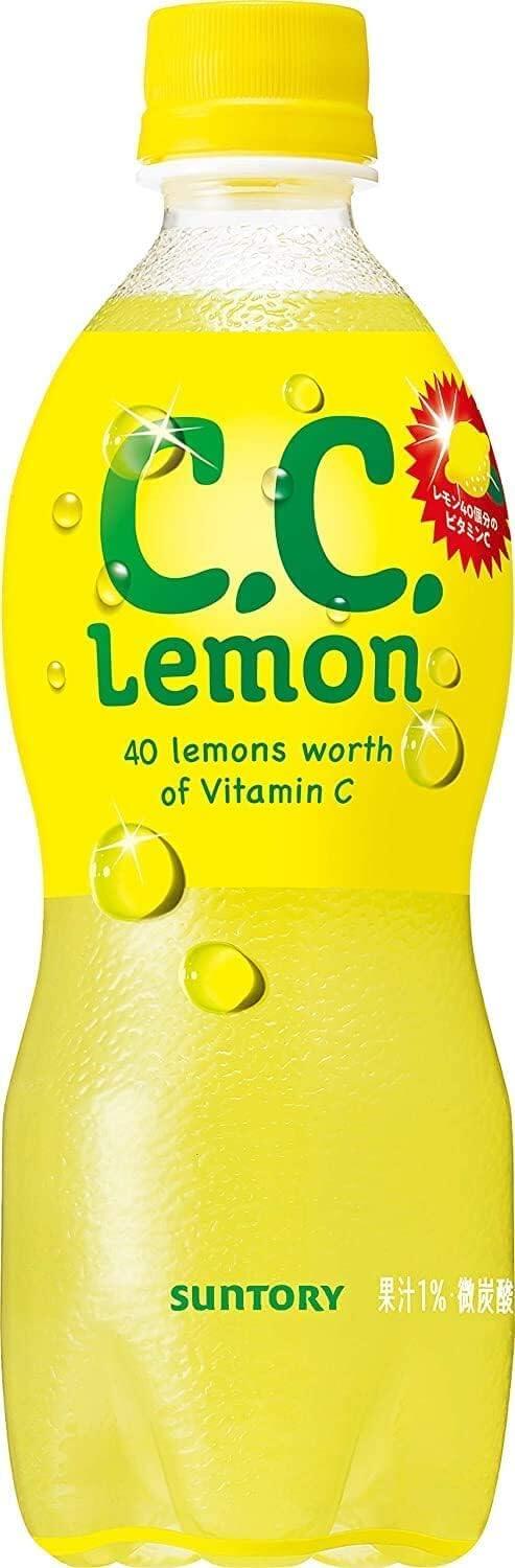 C.C. Lemon Japanese Soda by Suntory - Vitamin C Citrus Drink, 8 Pack (500ml Each)