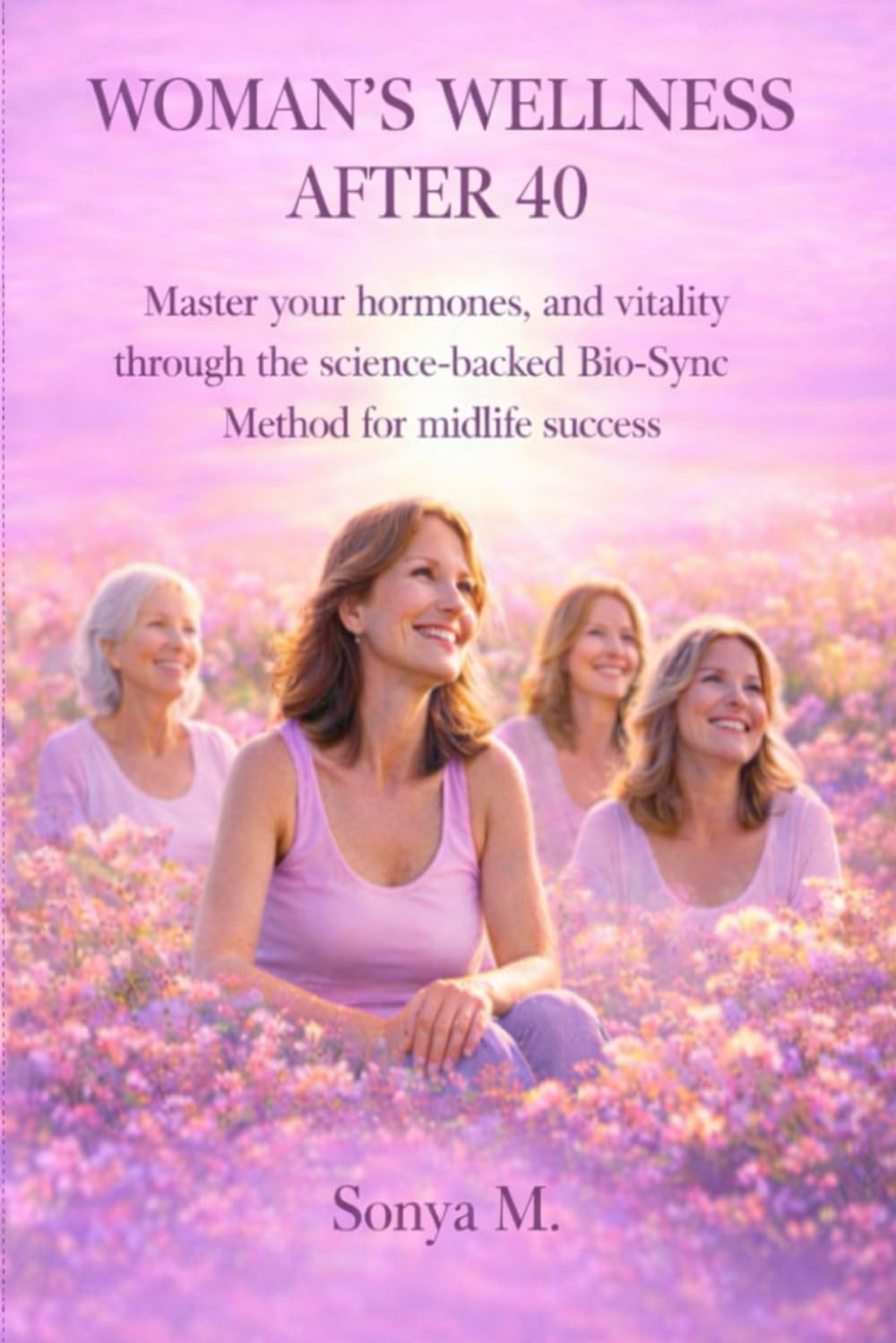 Buy Women's Wellness Guide for Over 40 - Master Hormones with Bio-Sync Method book cover featuring smiling midlife women in a lavender field. Ideal for hormonal wellness and midlife vitality.