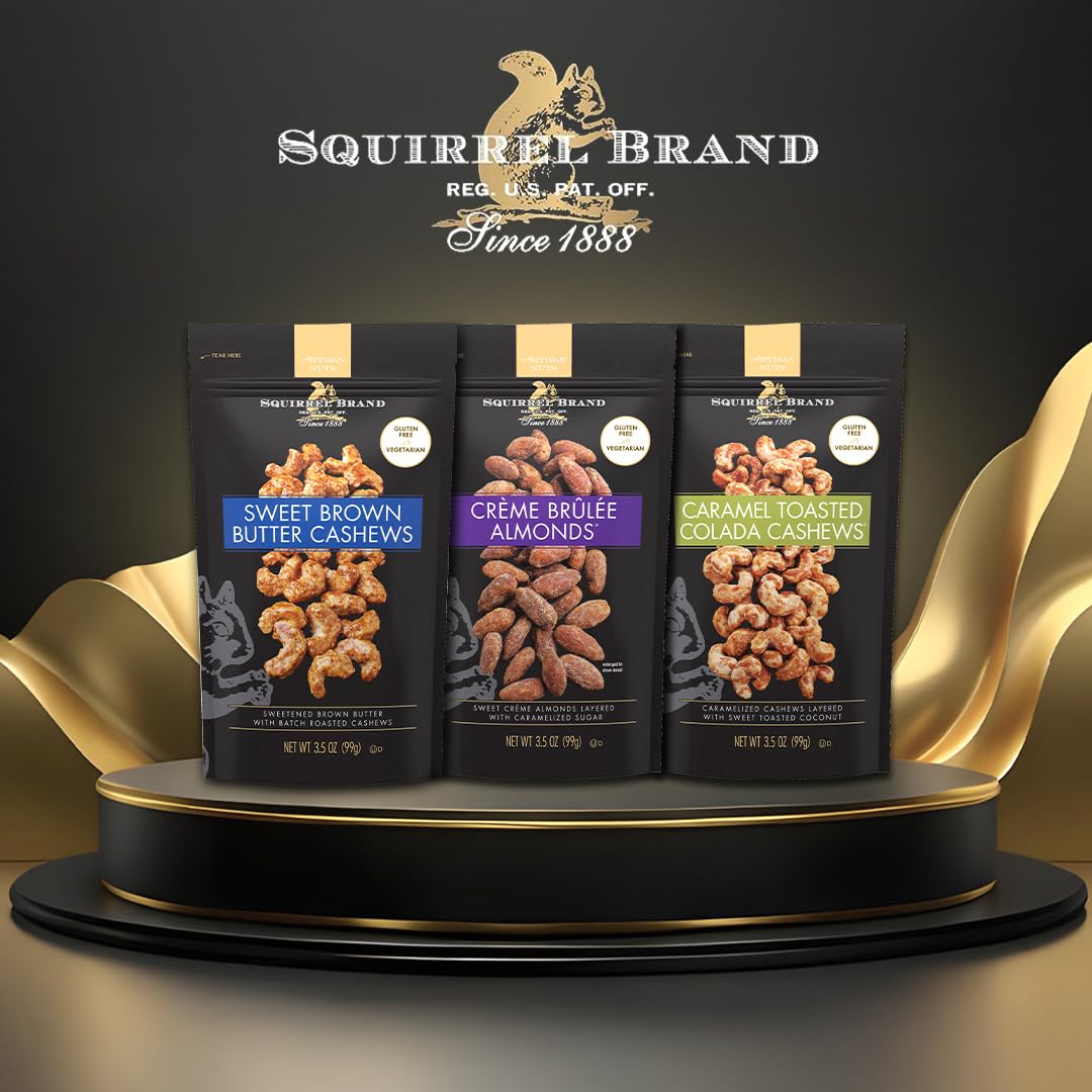 Squirrel Brand Sweet Brown Butter Cashews - Gourmet Artisan Nuts (3.5 oz)