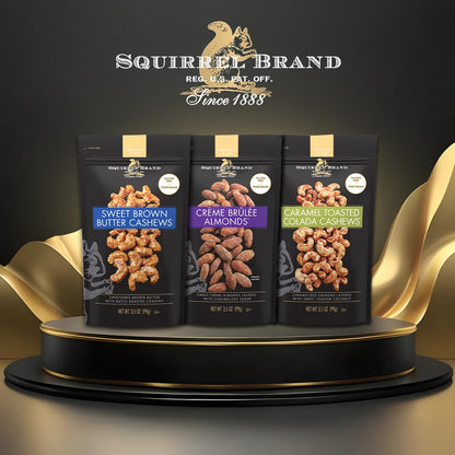 Squirrel Brand Sweet Brown Butter Cashews - Gourmet Artisan Nuts (3.5 oz)