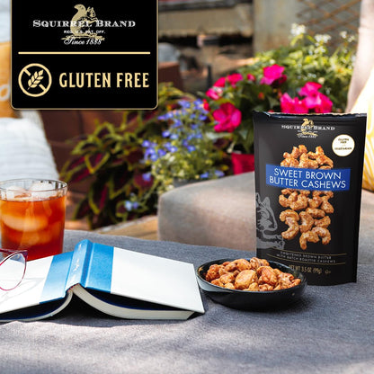 Squirrel Brand Sweet Brown Butter Cashews - Gourmet Artisan Nuts (3.5 oz)