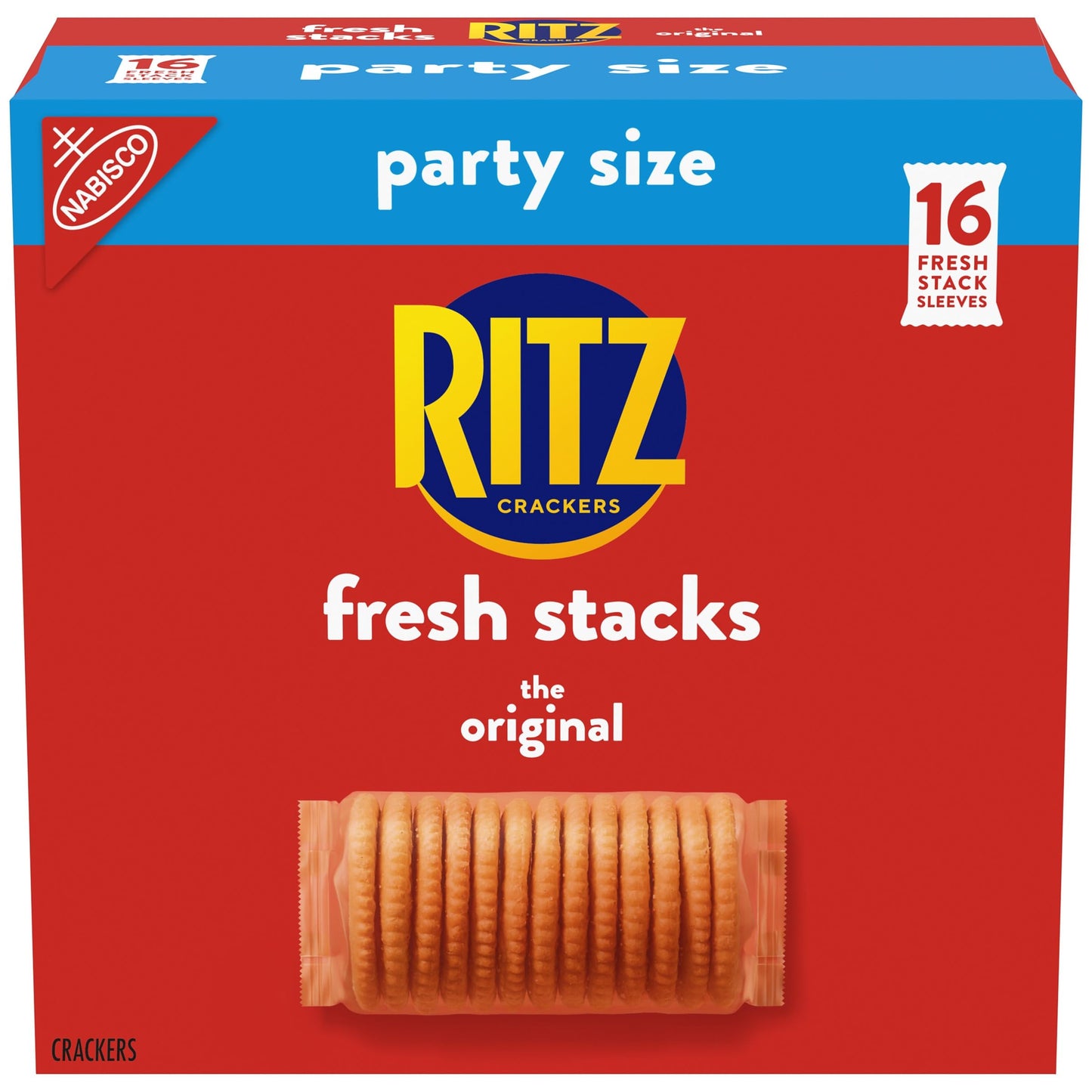 RITZ Fresh Stacks Original Crackers - Party Size, 16 Individually Wrapped Packs (23.7 oz)