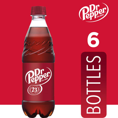 Dr Pepper 16.9 fl oz Bottles, 6 Pack - Original Flavor Soda