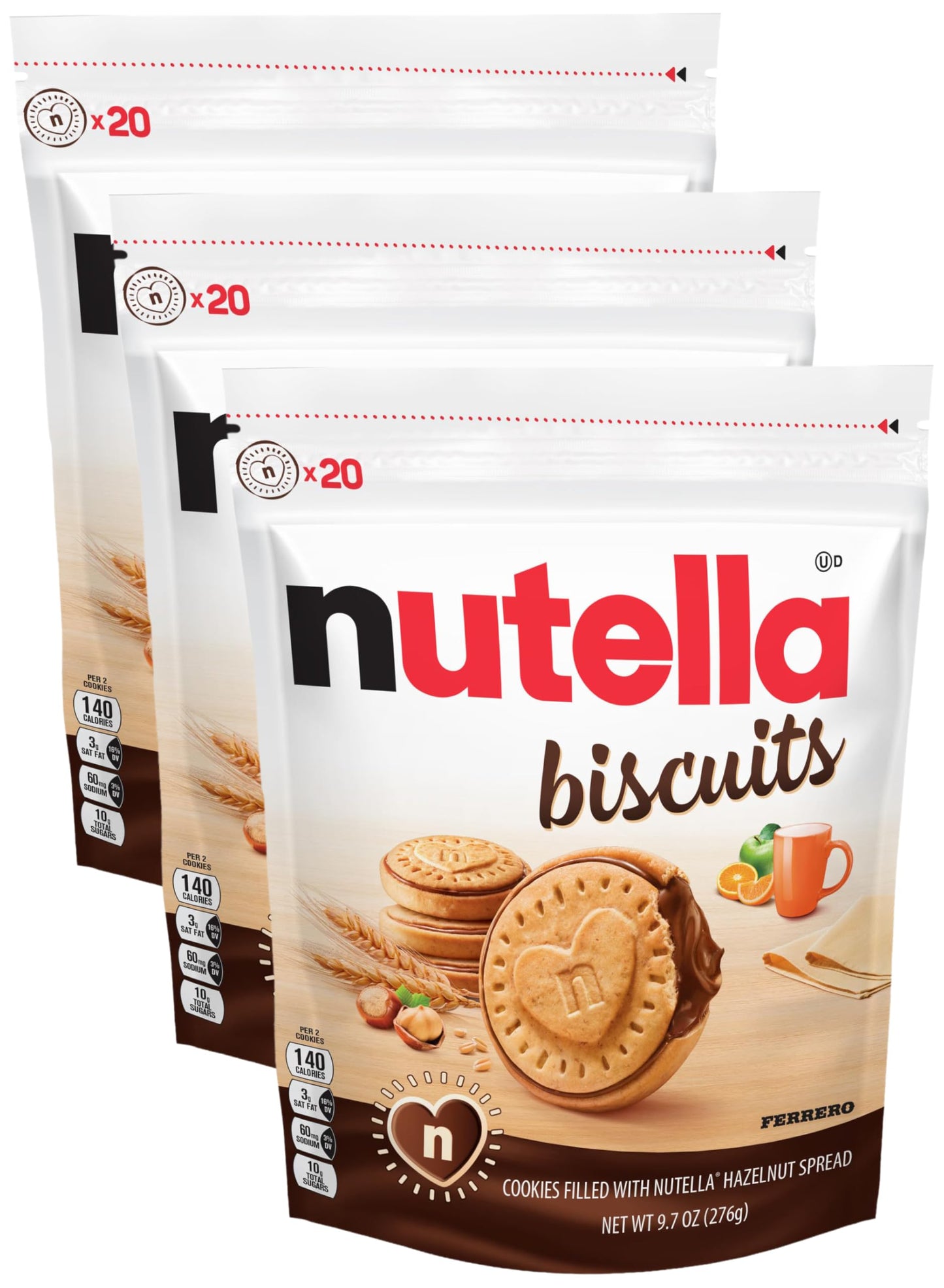 Nutella Biscuits - Premium Hazelnut Cocoa Cookies | 20-Count Family Pack (9.7 oz)