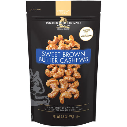 Squirrel Brand Sweet Brown Butter Cashews - Gourmet Artisan Nuts (3.5 oz)