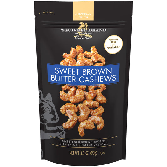 Squirrel Brand Sweet Brown Butter Cashews - Gourmet Artisan Nuts (3.5 oz)