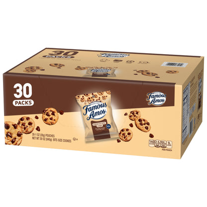 Famous Amos Original Chocolate Chip Cookies - Bite-Size, 30 Pack Box (30 oz)