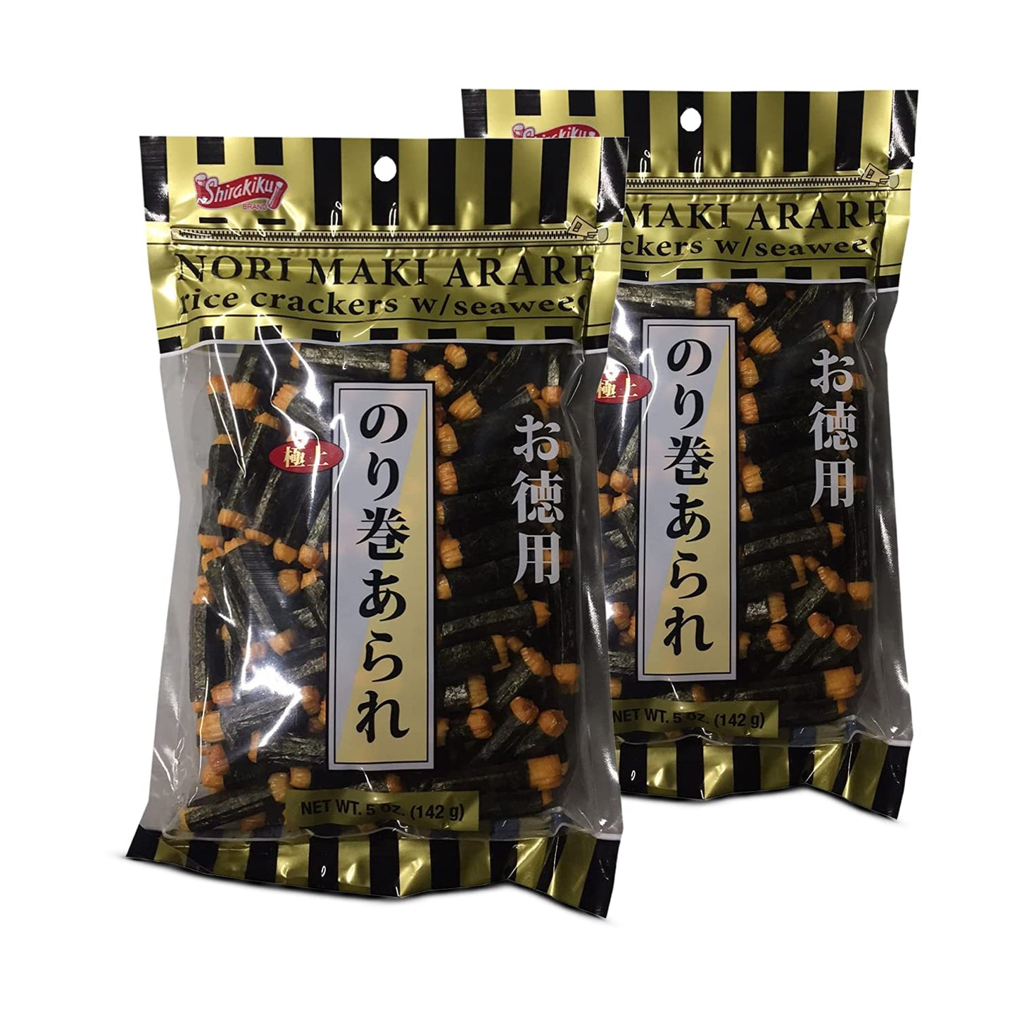 Shirakiku Nori Maki Arare - Japanese Seaweed Rice Crackers, Crispy & Savory (5 oz)