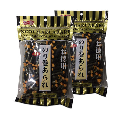 Shirakiku Nori Maki Arare - Japanese Seaweed Rice Crackers, Crispy & Savory (5 oz)