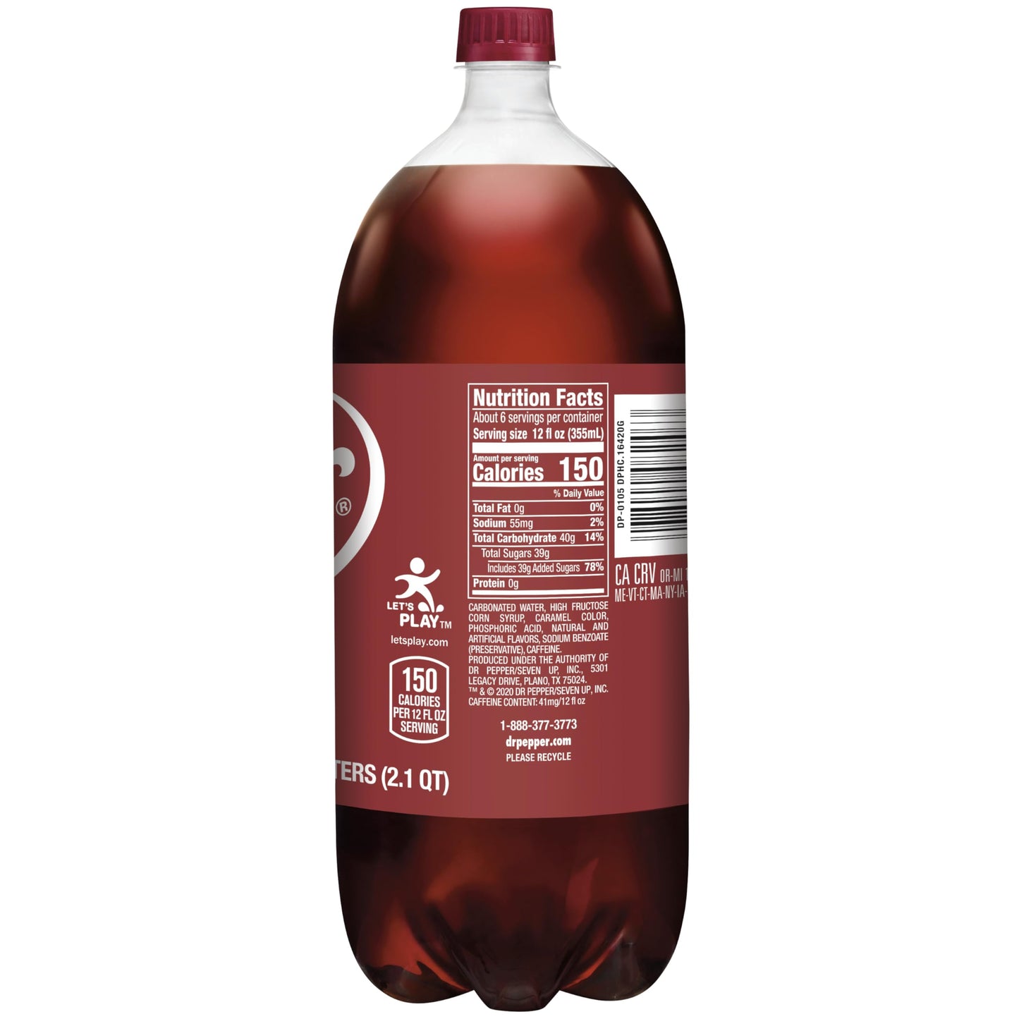 Dr Pepper 16.9 fl oz Bottles, 6 Pack - Original Flavor Soda