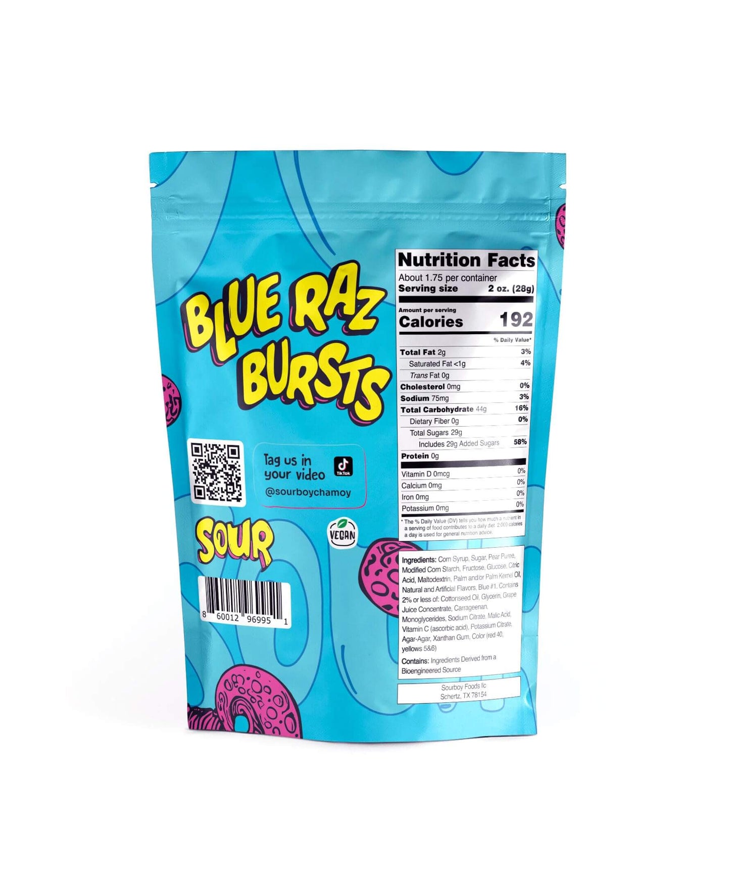 Sourboy Blue Raspberry Gushers - TikTok Viral Extreme Sour Candy - 3.5oz