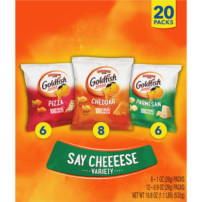 Classic Delight Goldfish Crackers Big Smiles Variety Pack - Cheddar, Colors & Pretzels | 30 Count