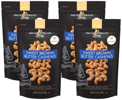 Squirrel Brand Sweet Brown Butter Cashews - Gourmet Artisan Nuts (3.5 oz)