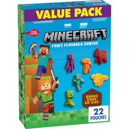 Betty Crocker Minecraft Fruit Flavored Kids Snacks, Fat Free and Gluten Free Snack, 8 oz (10 Pouches)