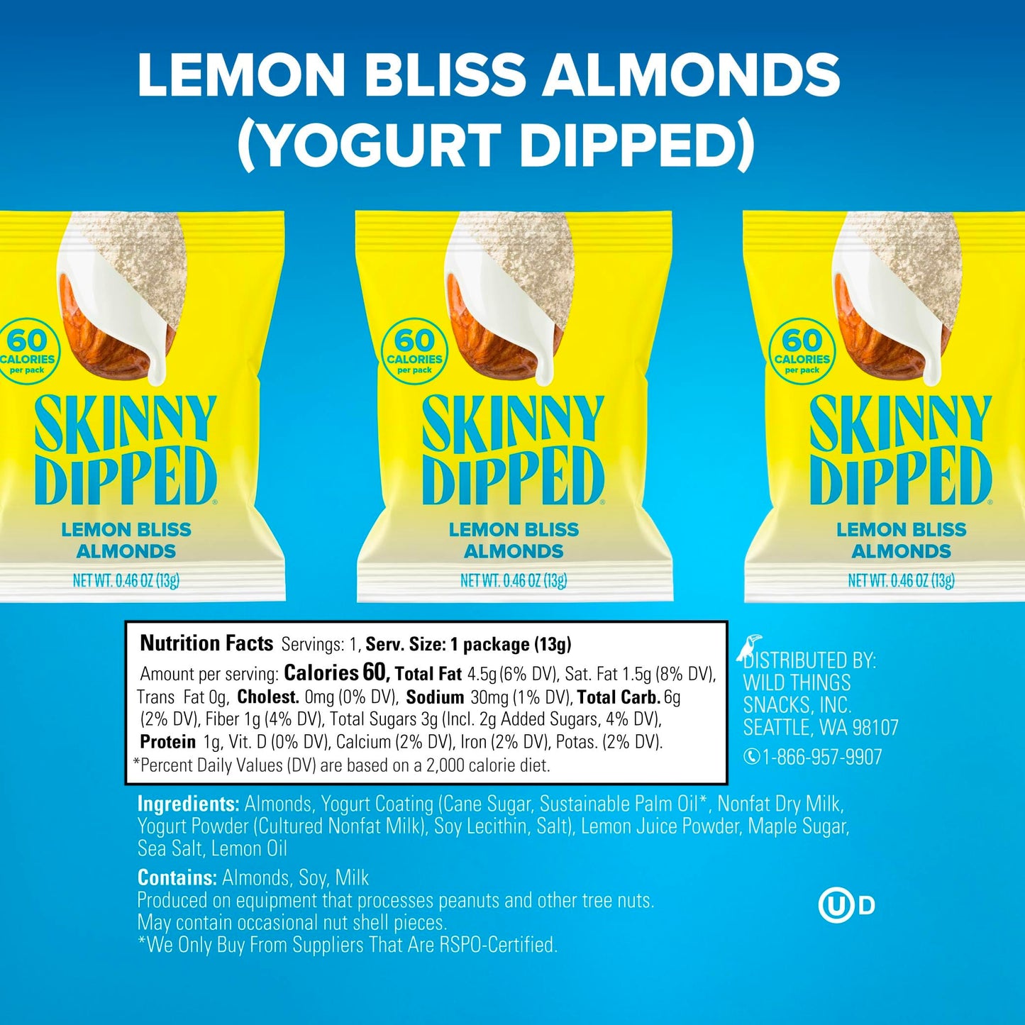 Viral SkinnyDipped Variety Pack - Low Sugar Almonds (25 Mini Bags, 11.5oz)
