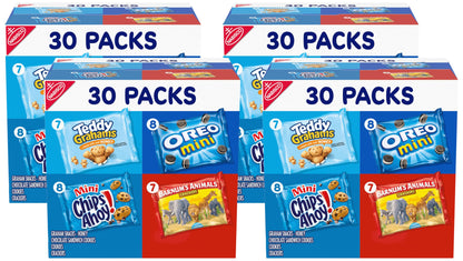 Nabisco Team Favorites Variety Pack, OREO Mini, CHIPS AHOY! Mini, Teddy Grahams Honey & Barnum's Animal Crackers, School Snacks, 30 Snack Packs
