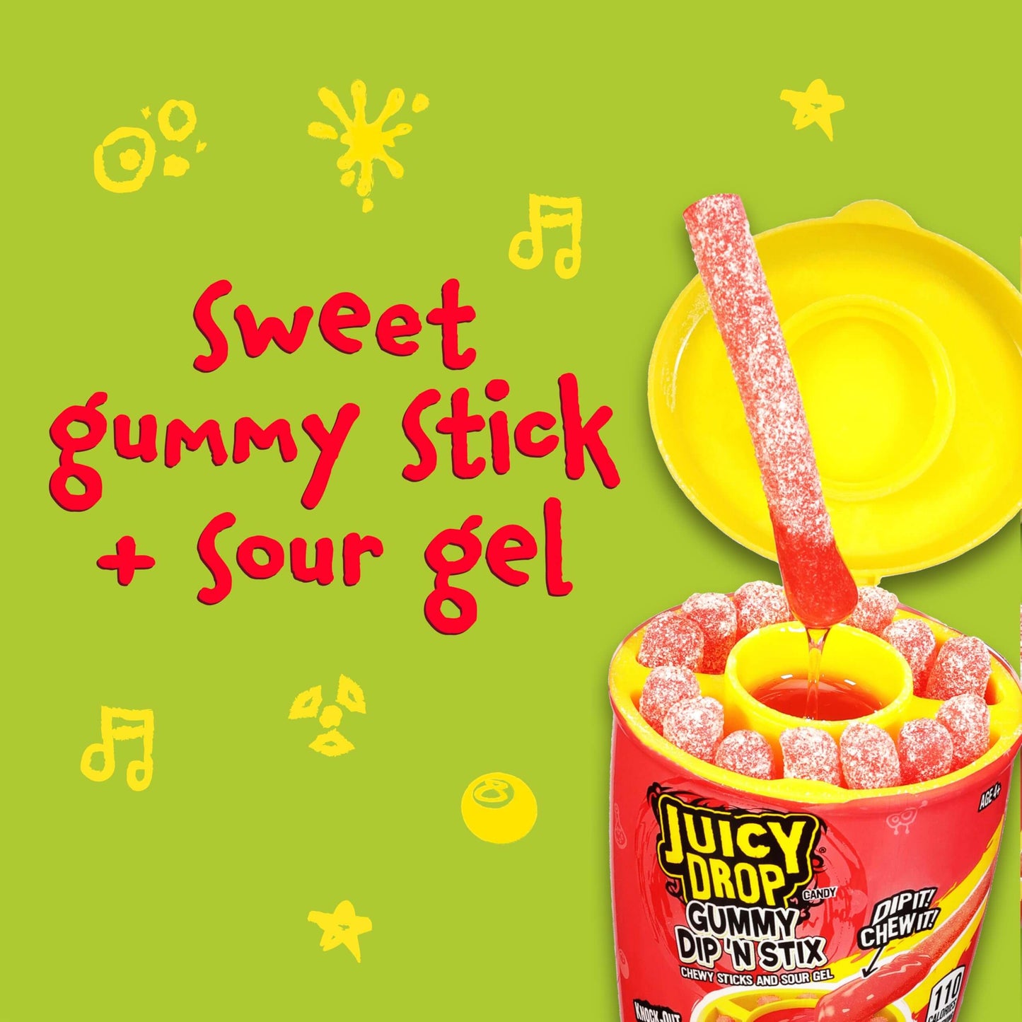 Juicy Drop Gummy Dip 'N Stix - Interactive Sour Candy 8-Pack