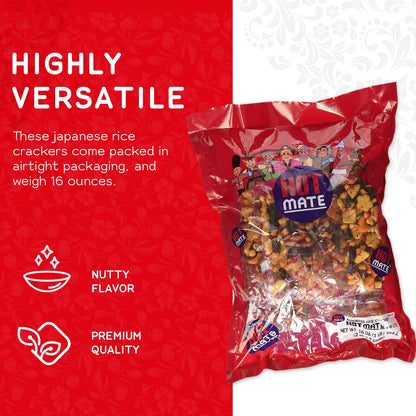 Shirakiku Hot Mate Japanese Rice Crackers - Arare Mix with Wasabi Peas (16 oz)