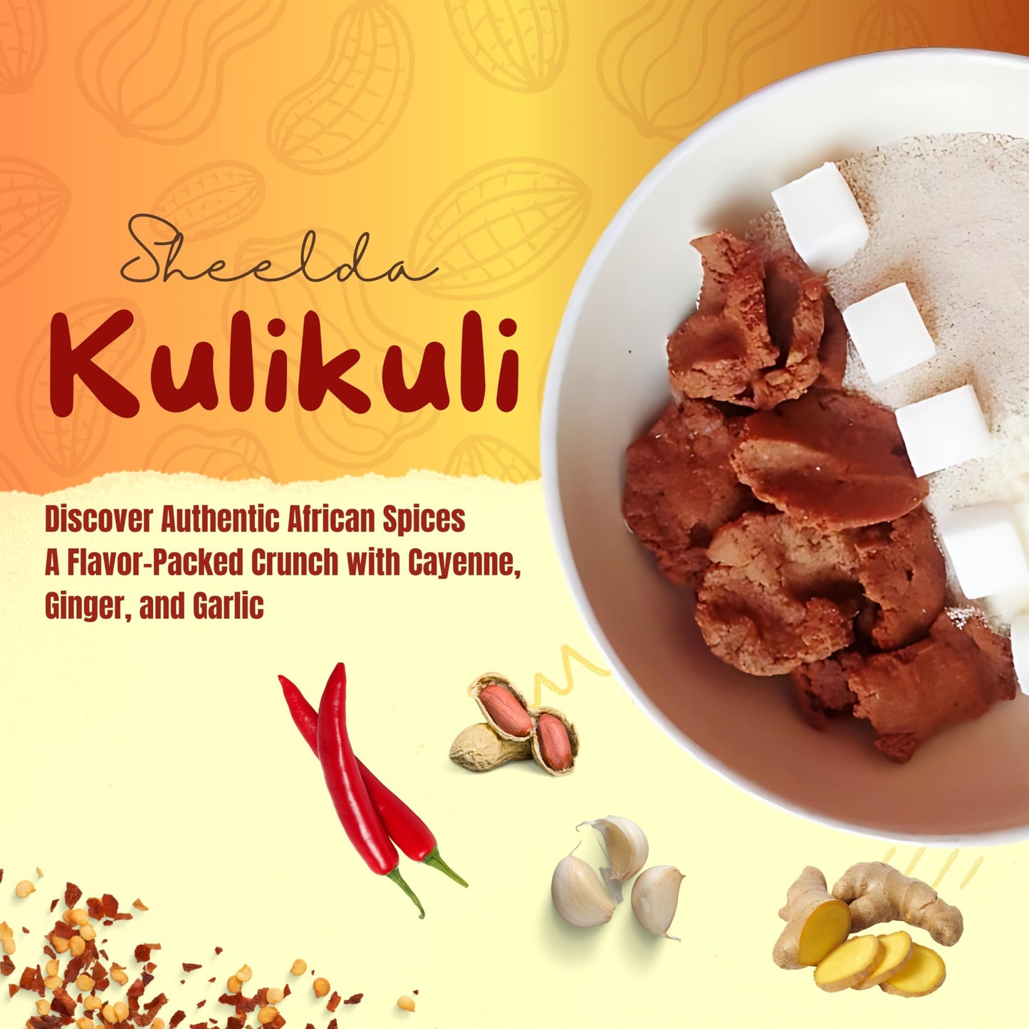 Sheelda Kulikuli Spicy Crunchy Nigerian Peanut Crackers – Authentic African Kulikuli Snack, High-Protein Peanut Chips, 5.2oz/150g