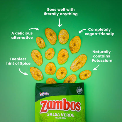 Viral TikTok Zambos Plantain Chips - Chile Limón, Original & Salsa Verde | Premium Central American Snack (5.29 oz)
