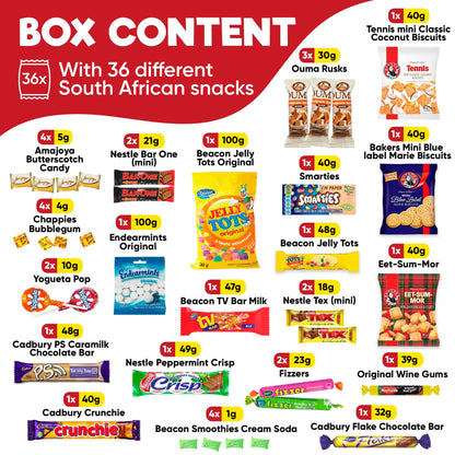 Premium South African Snack Box - 36 Authentic Treats & Confectionery