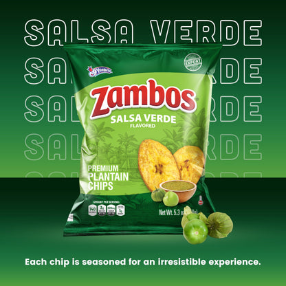Viral TikTok Zambos Plantain Chips - Chile Limón, Original & Salsa Verde | Premium Central American Snack (5.29 oz)