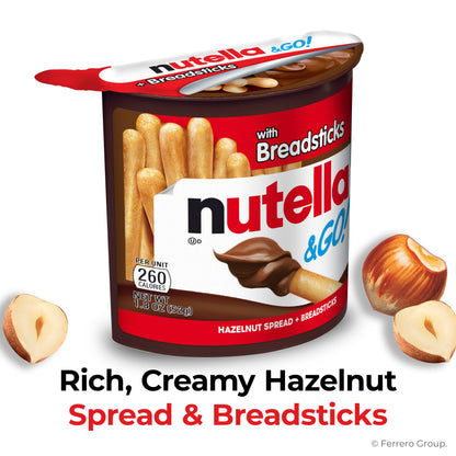 Nutella & GO! - Hazelnut Spread with Breadsticks, 12 Pack Snack Cups (1.8 oz Each)