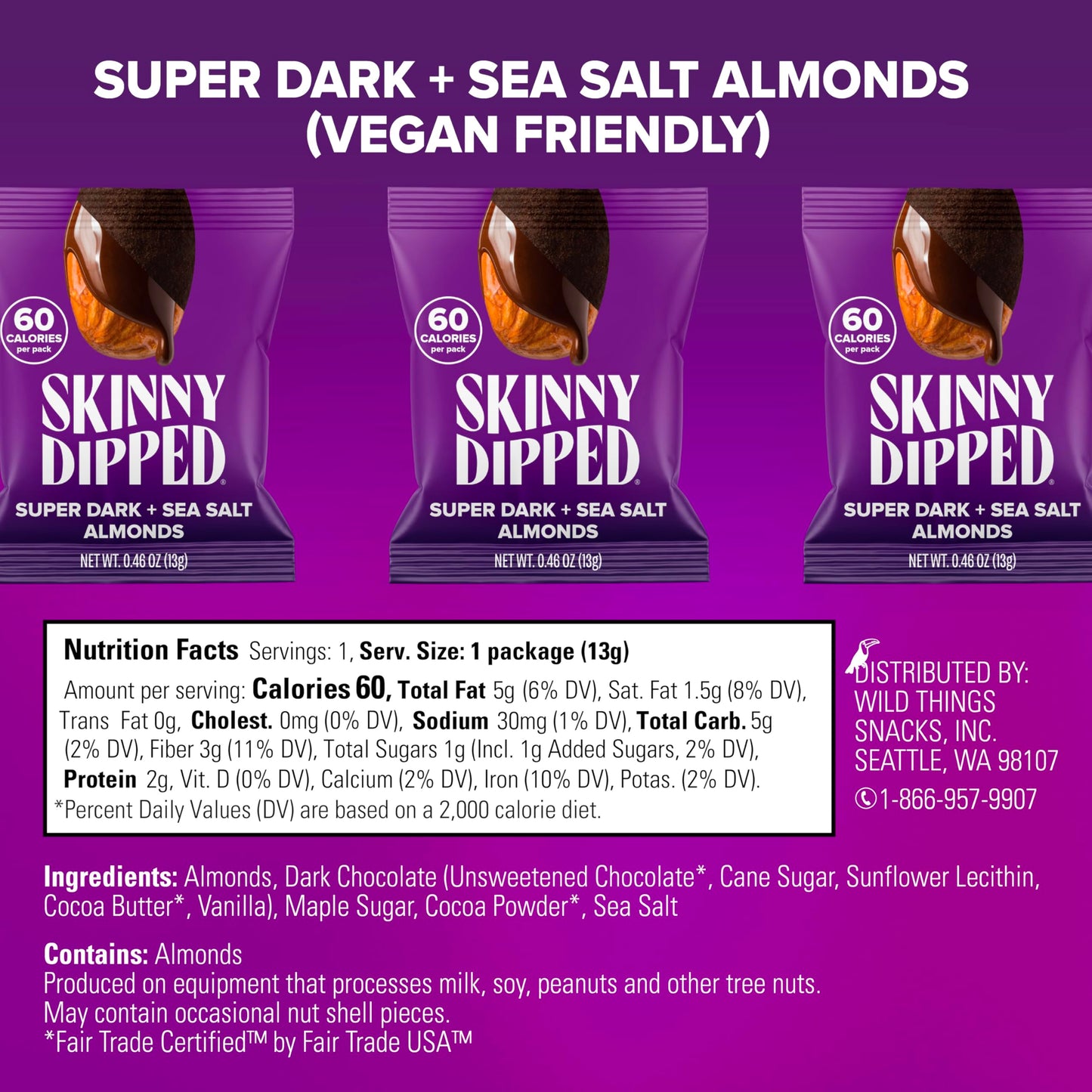 Viral SkinnyDipped Variety Pack - Low Sugar Almonds (25 Mini Bags, 11.5oz)