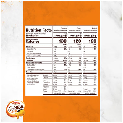 Classic Delight Goldfish Crackers Big Smiles Variety Pack - Cheddar, Colors & Pretzels | 30 Count