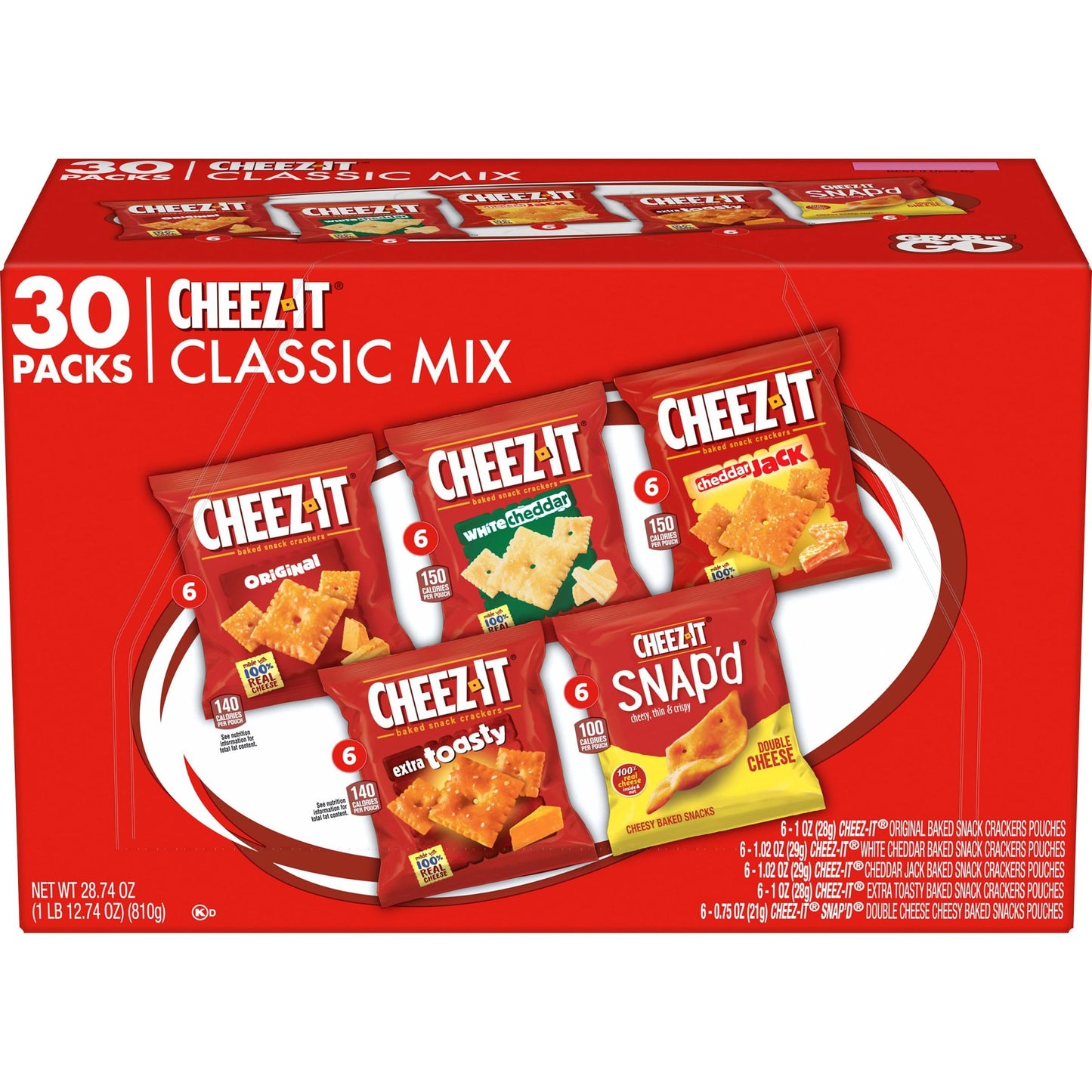 Cheez-It Cheese Crackers, Baked Snack Crackers, Lunch Snacks, Variety Pack, 12.1oz Box (12 Packs)