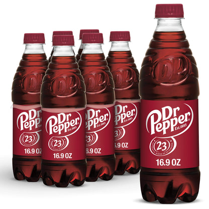 Dr Pepper 16.9 fl oz Bottles, 6 Pack - Original Flavor Soda