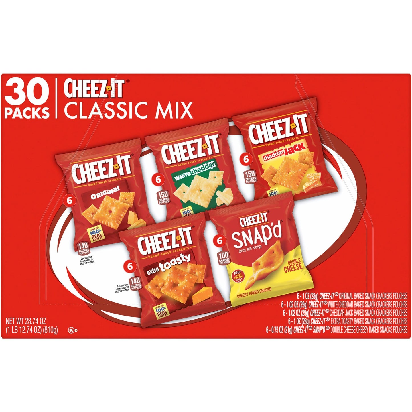 Cheez-It Cheese Crackers, Baked Snack Crackers, Lunch Snacks, Variety Pack, 12.1oz Box (12 Packs)