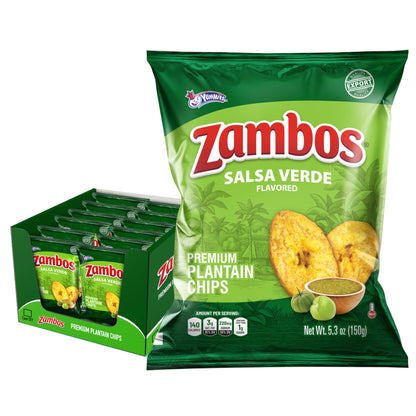 Viral TikTok Zambos Plantain Chips - Chile Limón, Original & Salsa Verde | Premium Central American Snack (5.29 oz)