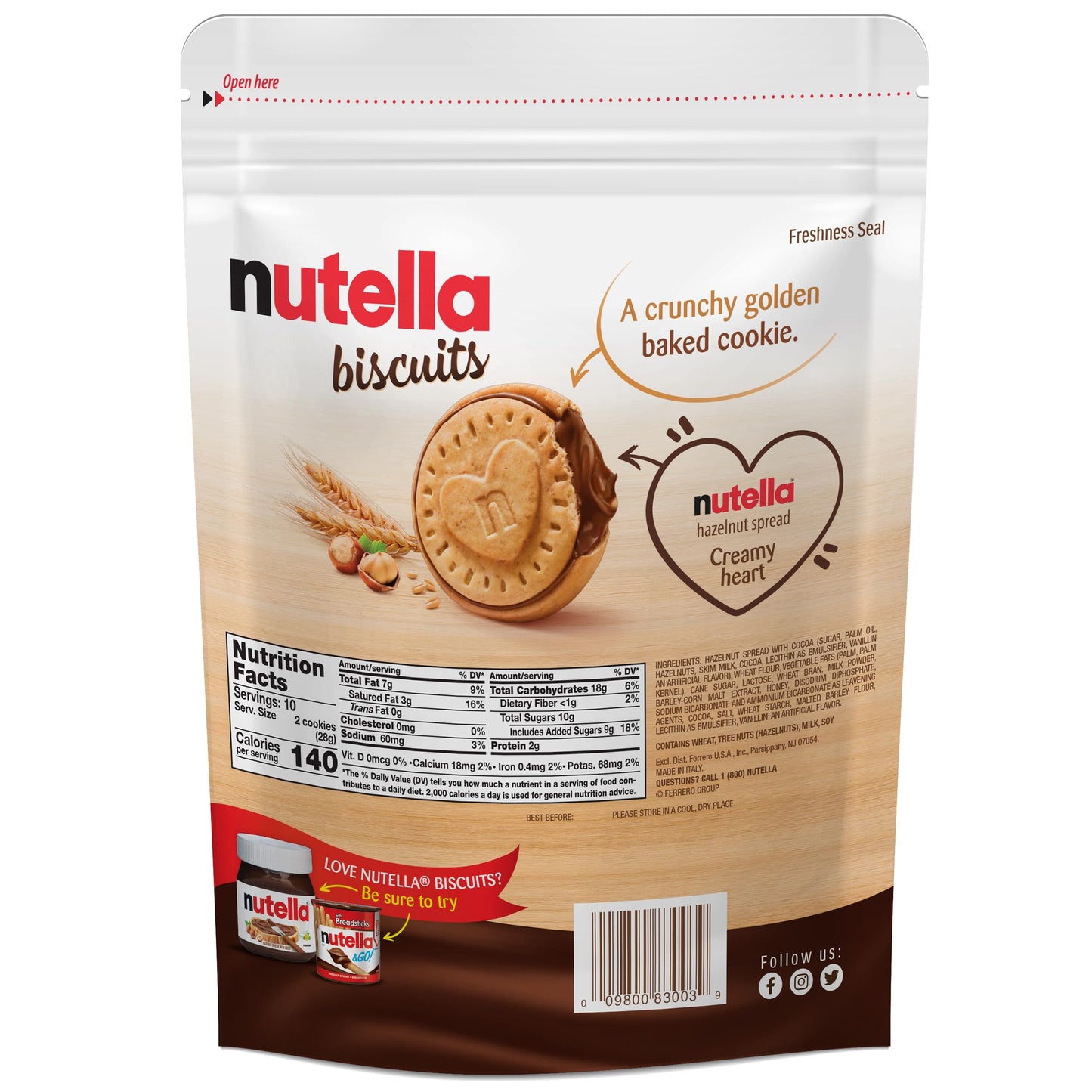 Nutella Biscuits - Premium Hazelnut Cocoa Cookies | 20-Count Family Pack (9.7 oz)