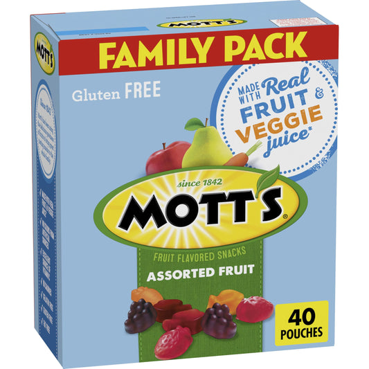Mott's Fruit Flavored Snacks - Assorted Fruit | Gluten-Free Family Pack (40 Count, 32 oz)