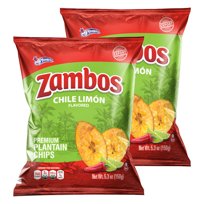 Viral TikTok Zambos Plantain Chips - Chile Limón, Original & Salsa Verde | Premium Central American Snack (5.29 oz)
