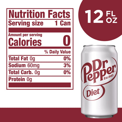 Dr Pepper Soda, 12 fl oz cans, 12 pack