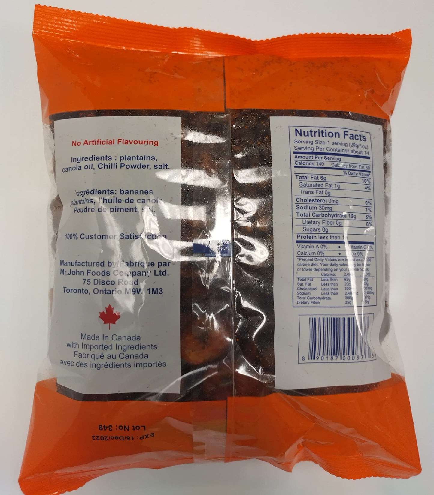 MR. JOHN'S Authentic Spicy Ripe Plantain Chips - Crunchy & Chewy, No Artificial Flavoring (14.1 oz)