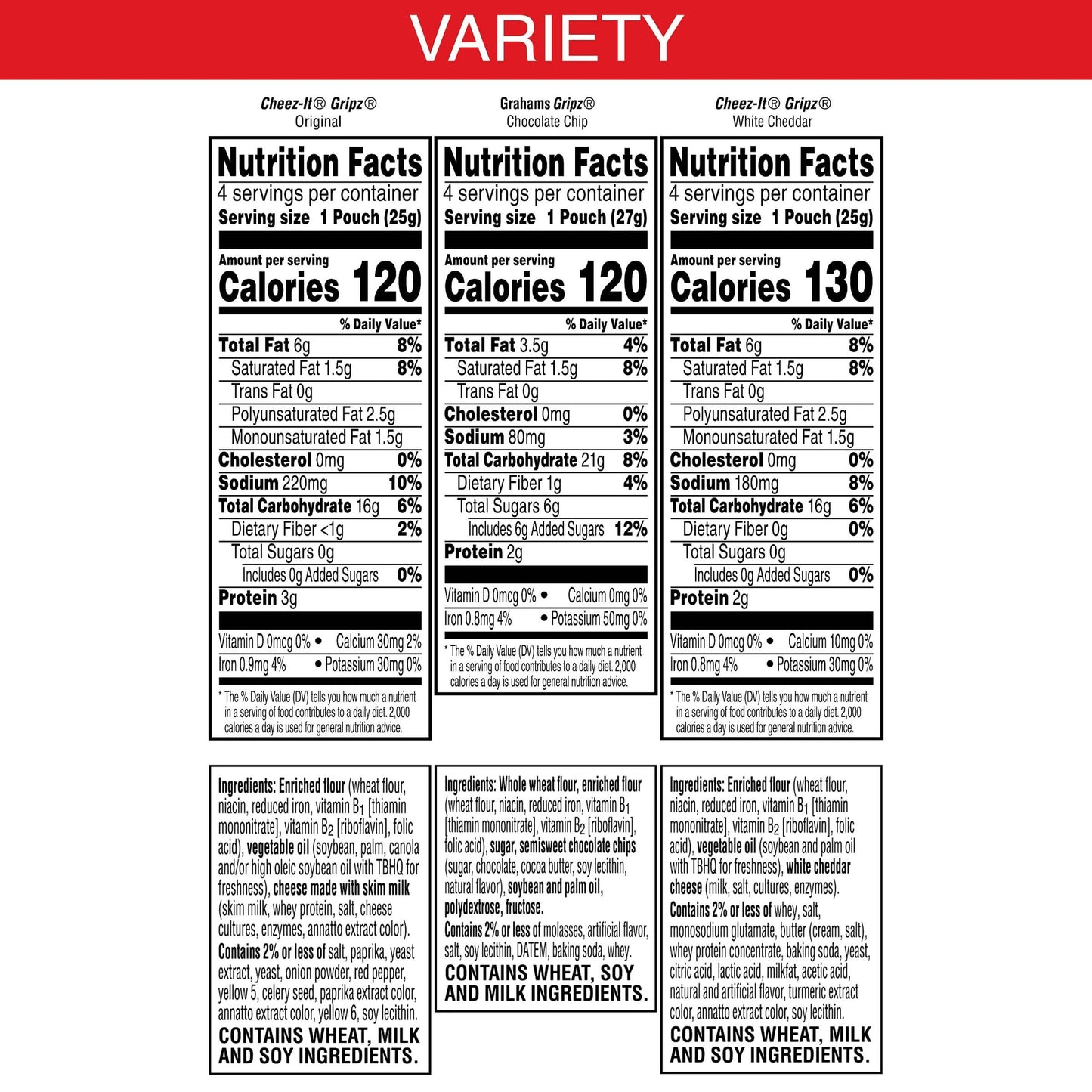 Cheez-It Cheese Crackers, Baked Snack Crackers, Lunch Snacks, Variety Pack, 12.1oz Box (12 Packs)