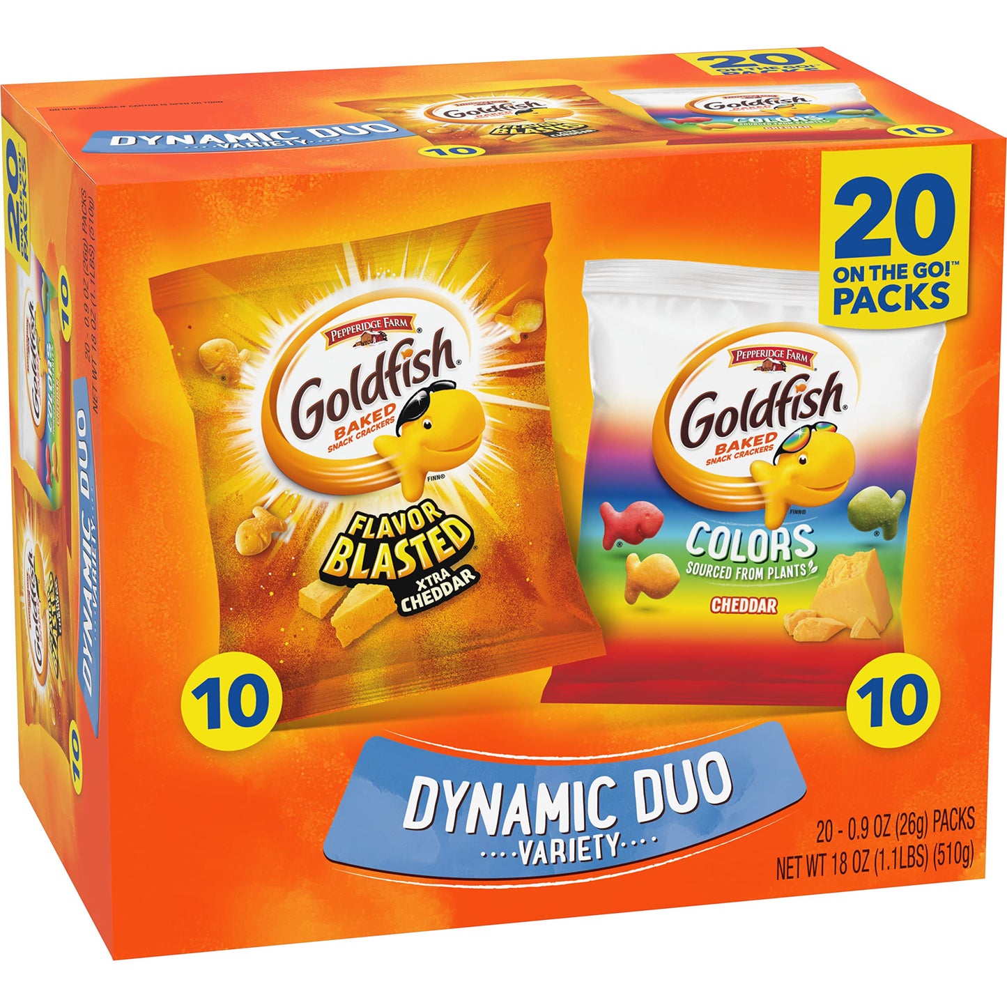 Classic Delight Goldfish Crackers Big Smiles Variety Pack - Cheddar, Colors & Pretzels | 30 Count