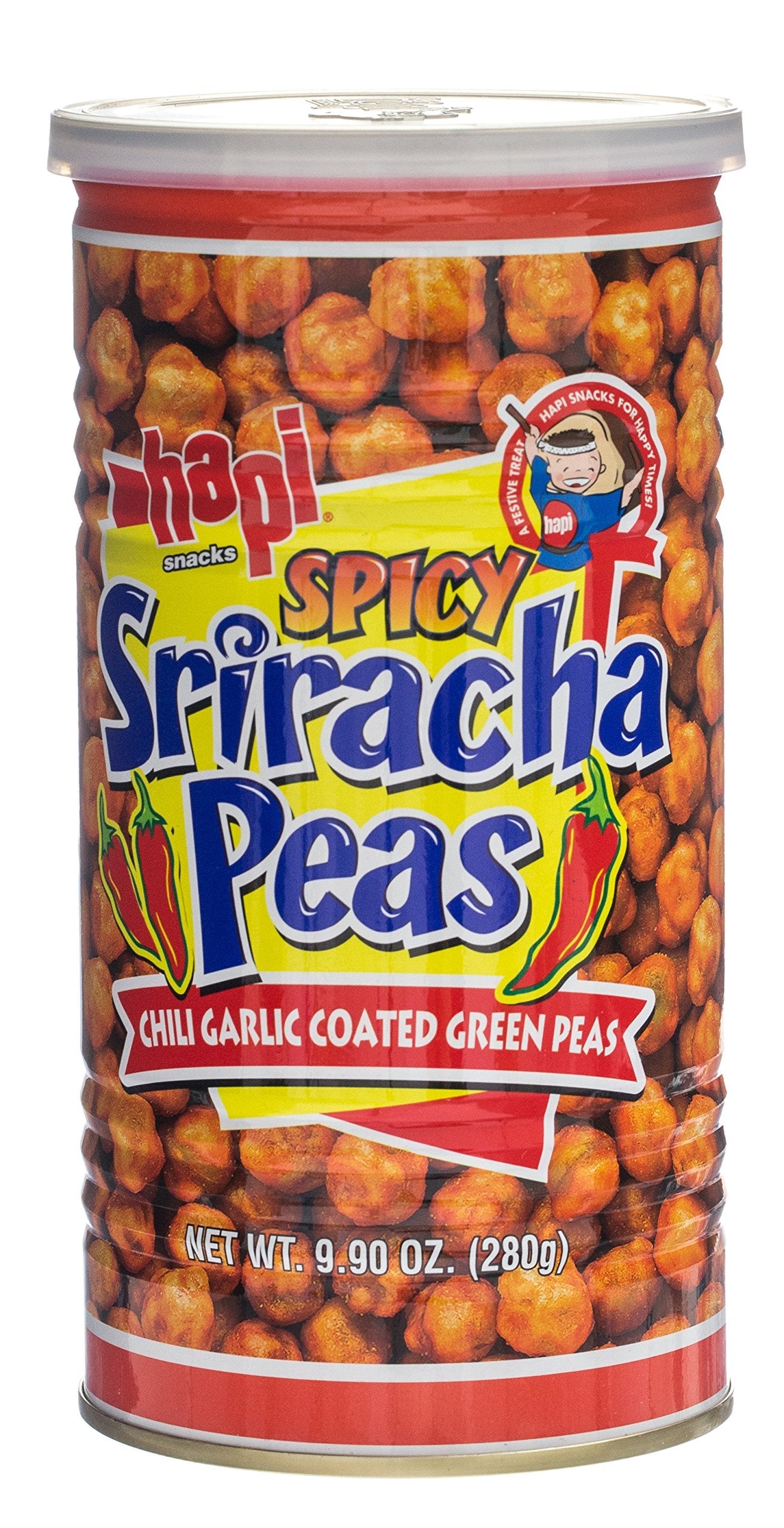 Hapi Snacks Spicy Sriracha Peas - Crunchy Green Pea Snack, Gluten-Free (9.9 oz)