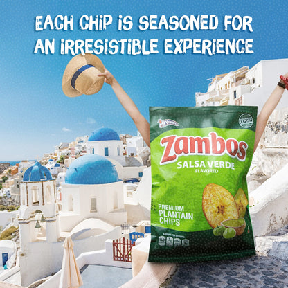 Viral TikTok Zambos Plantain Chips - Chile Limón, Original & Salsa Verde | Premium Central American Snack (5.29 oz)