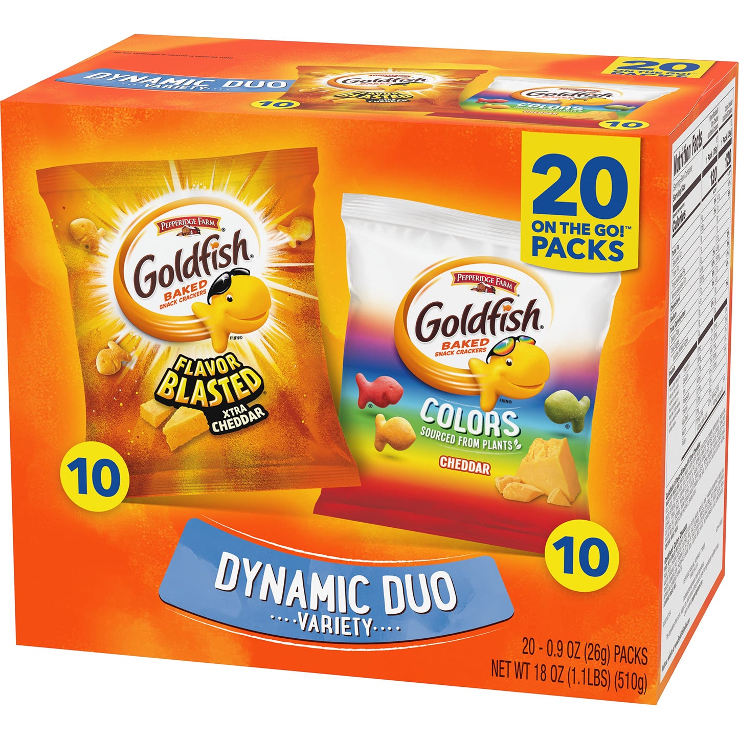Classic Delight Goldfish Crackers Big Smiles Variety Pack - Cheddar, Colors & Pretzels | 30 Count