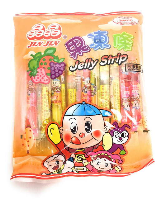 Jin Jin - Jelly Strip (Jelly Filled Straws in Assorted Flavors) - Net Wt. 14.1 Oz.