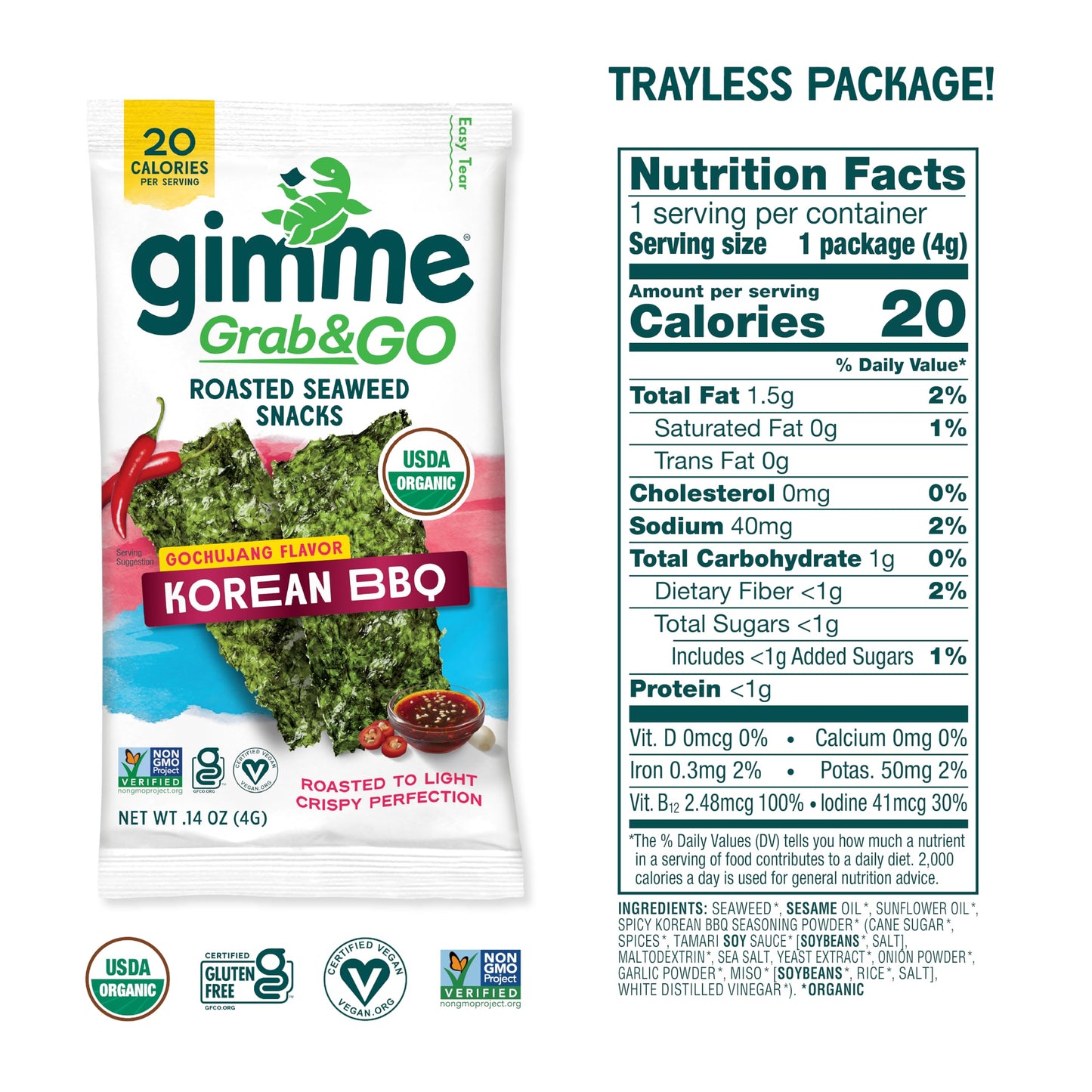 TikTok Viral Gimme Organic Roasted Seaweed Snacks - Multi-Flavor Pack