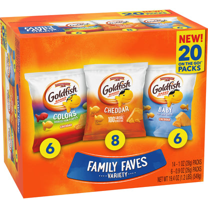 Classic Delight Goldfish Crackers Big Smiles Variety Pack - Cheddar, Colors & Pretzels | 30 Count
